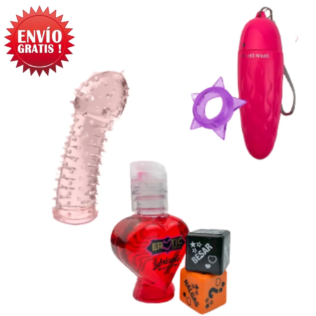 Kit Dados Calientes Funda Anillo Bala Y Lubricante Sexo Oral